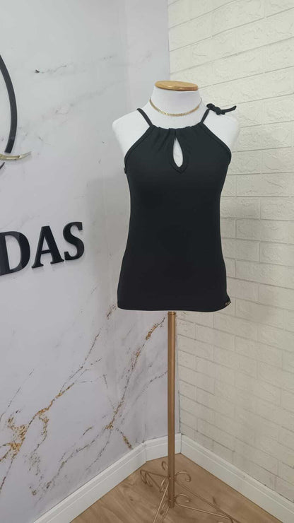 Cropped em malha twill alça